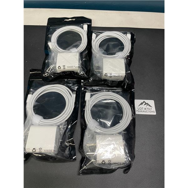 Lot of 4 USB-C to USB-C 20W Fast Charging Cords with Wall Blocks - Fast Chargers