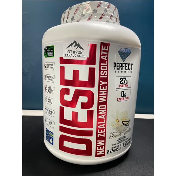 Lot of 1 Tub of Diesel New Zealand Whey Isolate Protein Powder - Large 5LB Tub - French Vanilla