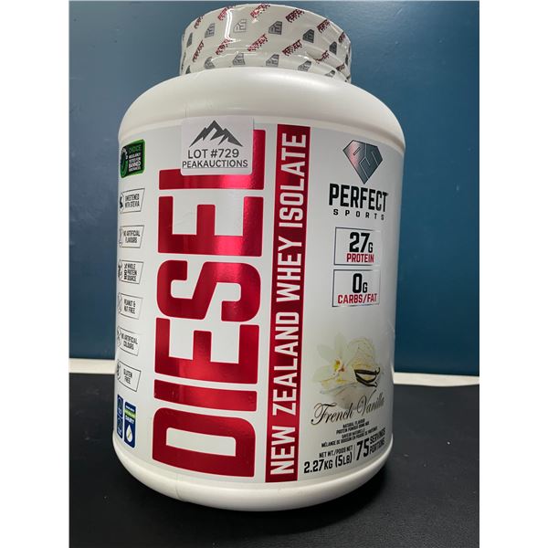 Lot of 1 Tub of Diesel New Zealand Whey Isolate Protein Powder - Large 5LB Tub - French Vanilla