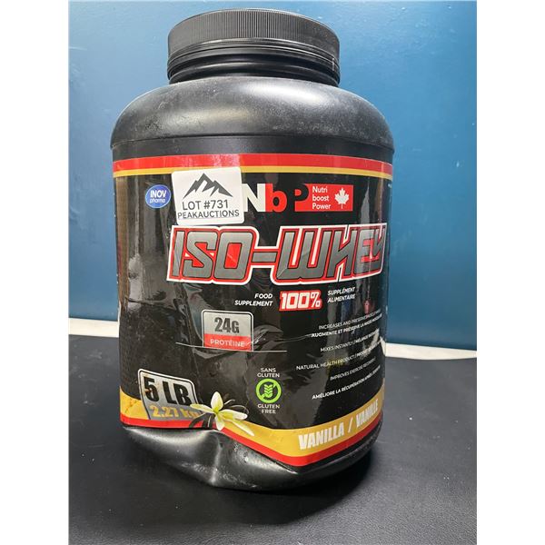 Lot of 1 Tub of Nbp Iso-Whey Protein Powder - 5LB Large Tub - Vanillla
