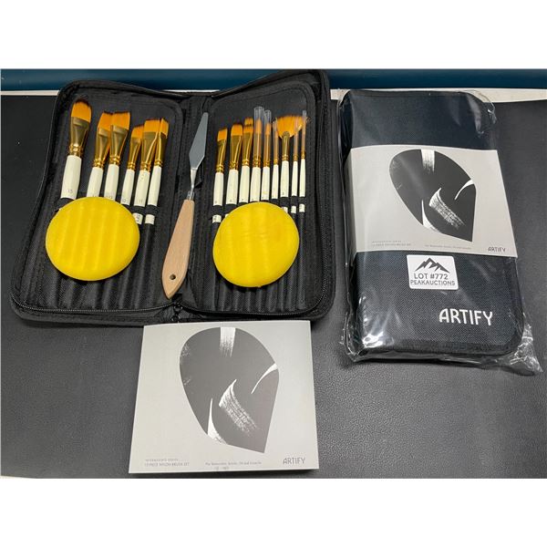Lot of 2 Artify 15-Piece Multipurpose Brush Sets for Acrylic, Oil, Watercolor, and Gauche Painting