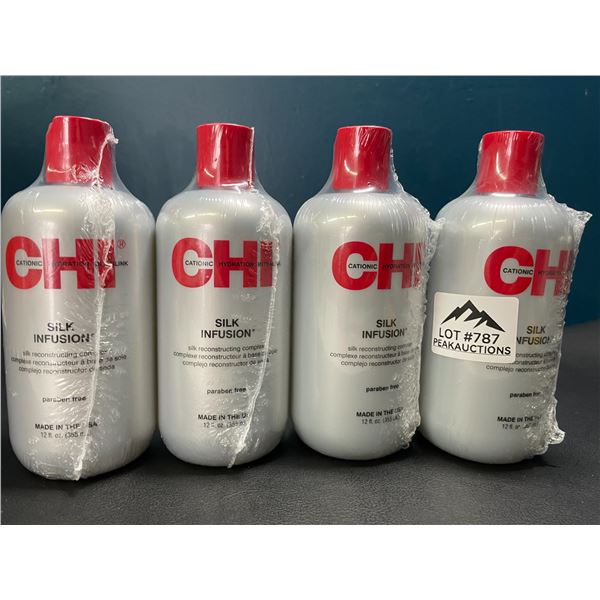 Lot of 4 Chi Silk Infusion Hair Leave-In Treatments - Hair Reconstructing Complex - 12 fl oz. each