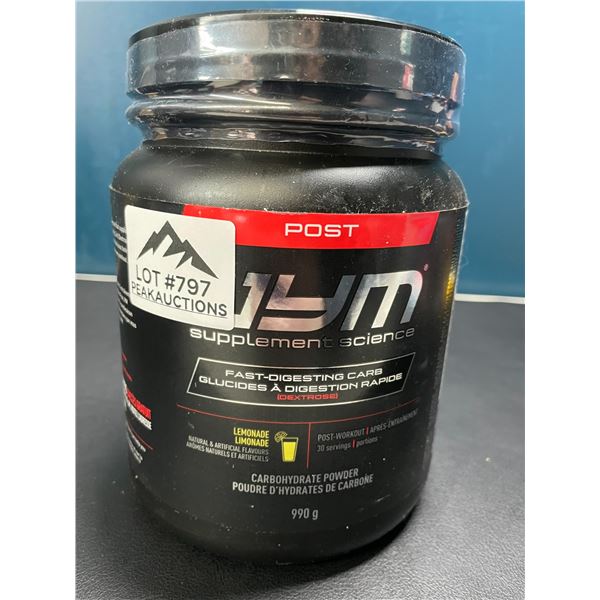 Lot of 1 Tub of JYM Post Supplement Science Carbohydrate Powder - Lemonade - 990G