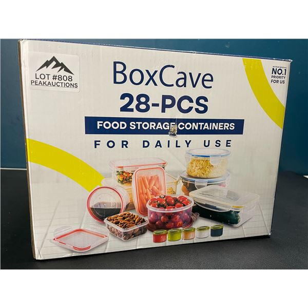 Lot of 1 BoxCave 28PC Plastic Food Storage/Food Container Set w/ Hinge Lock System