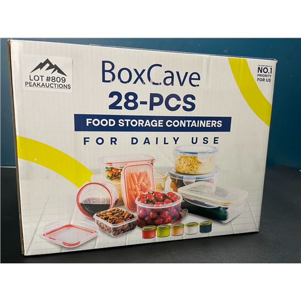 Lot of 1 BoxCave 28PC Plastic Food Storage/Food Container Set w/ Hinge Lock System