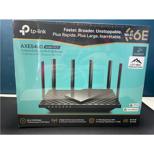 Lot of 1 Tp-Link AXE5400 Tri-Band 6-Stream Wi-Fi 6E Router - Brand New Sealed!
