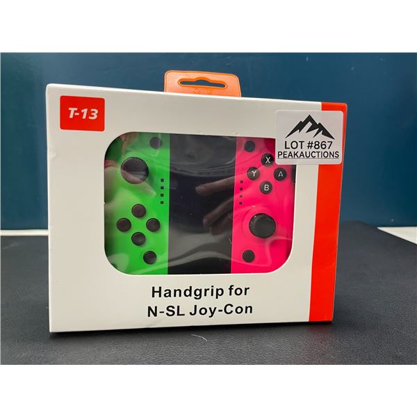 Lot of 1 Set of Joycons for Nintendo Switch with Handgrip - Green/Pink
