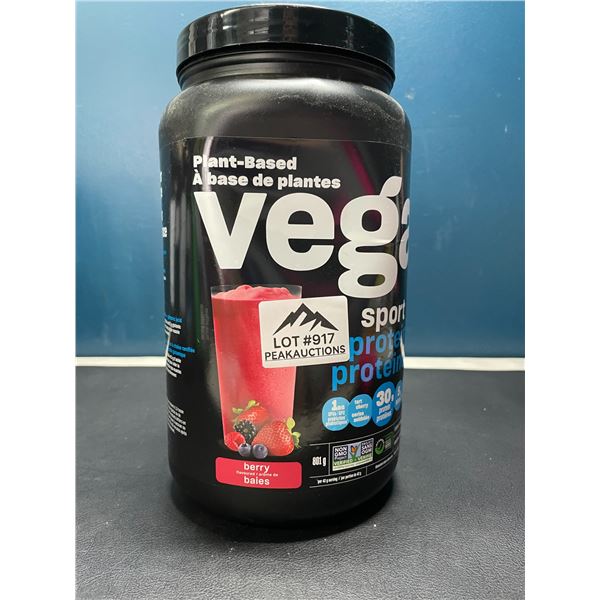 Lot of 1 Tub of Vega Sport Plant-Based Protein Powder - Berry - 801G