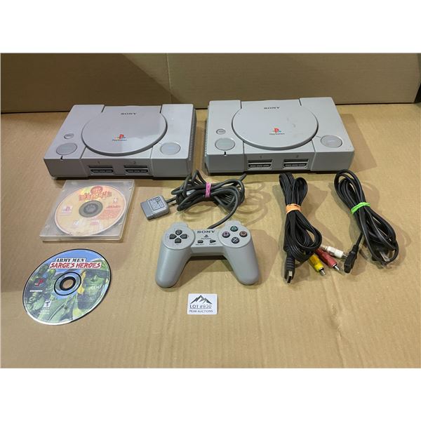 Lot of 2 Playstation 1 Consoles - Used - w/ Games and Cords