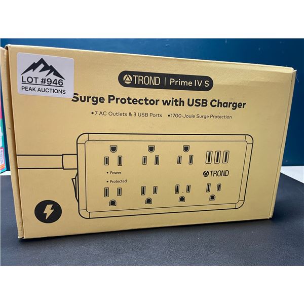 Lot of 1 Trond Prime Power Bar/Surge Protector w/ Multiple Outlets & USB Ports