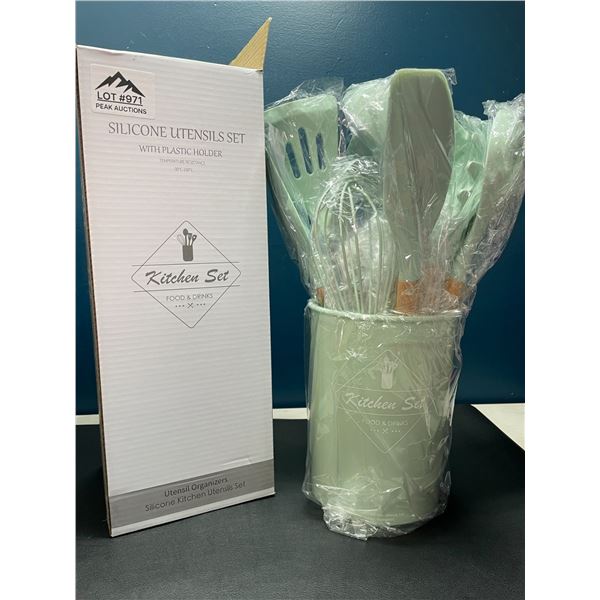 Lot of 1 Silicone Kitchen Utensils Set - Mint Green - 12PC