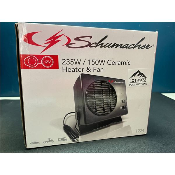 Lot of 1 Schumacher 235W/150W Ceramic Heater & Fan - Brand New!