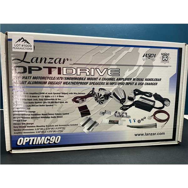 Lot of 1 Lanzar OptiDrive 700 Watt Motorcycle/ATV/Snowmobile Mount 4-Channel Amplifier w/ Speakers
