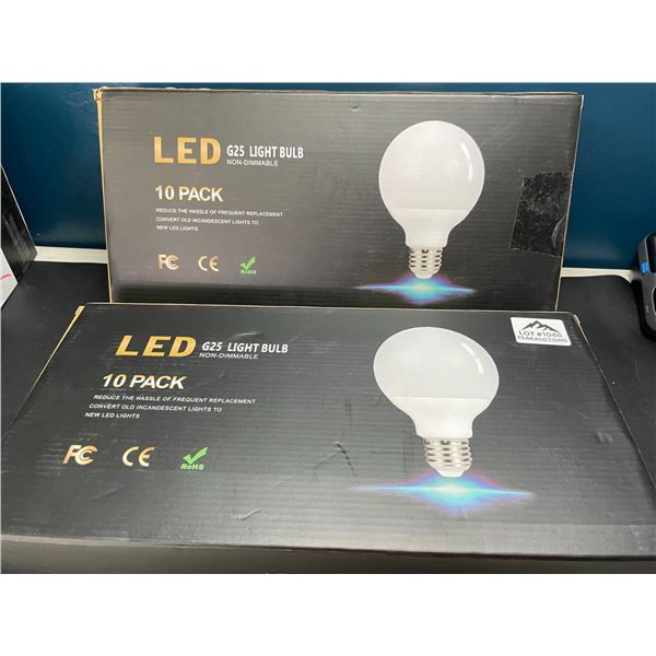 Lot of 2 Multi-Packs of G25 Light Bulbs - 10 Per Box/20 Total