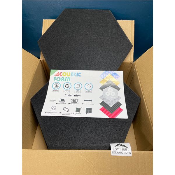 Lot of 1 Box of Acoustic Foam Wall Panels - 12 PCS - 12" x 10" x 0.4" - Hexagon Sound Proof Panels