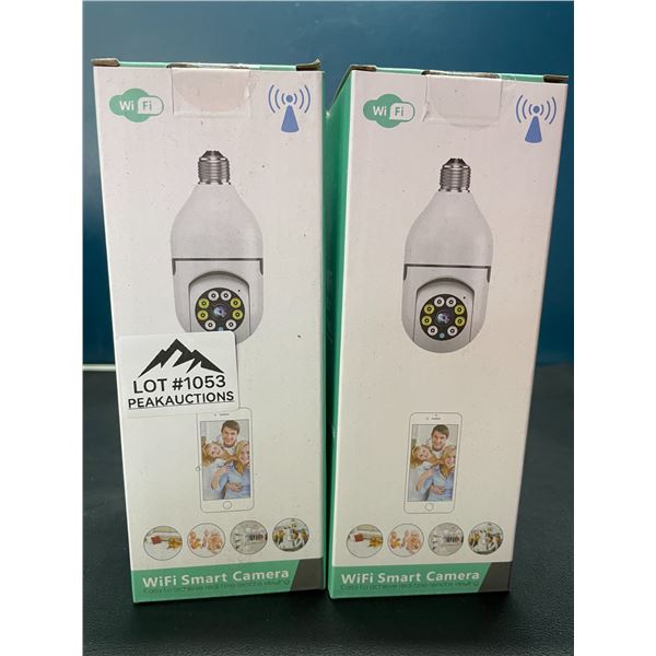 Lot of 2 WiFi Indoor Panorama Home Security Cameras - Lightbulb Style w/ Lighting Function