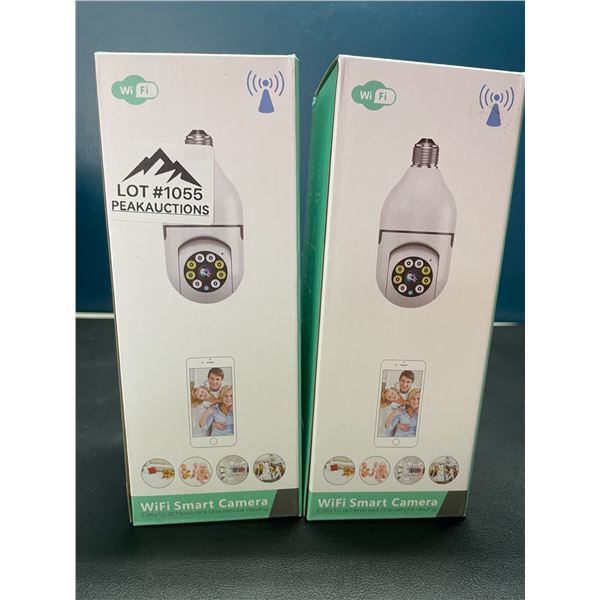 Lot of 2 WiFi Indoor Panorama Home Security Cameras - Lightbulb Style w/ Lighting Function