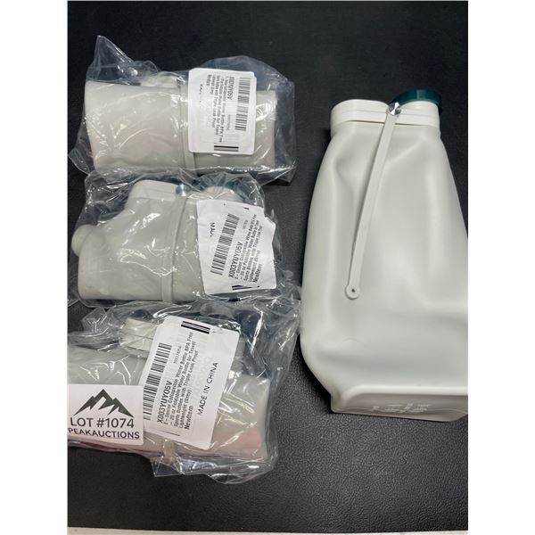 Lot of 4 Collapsible/Foldable Water Bottles - 20oz - Great for Travel!