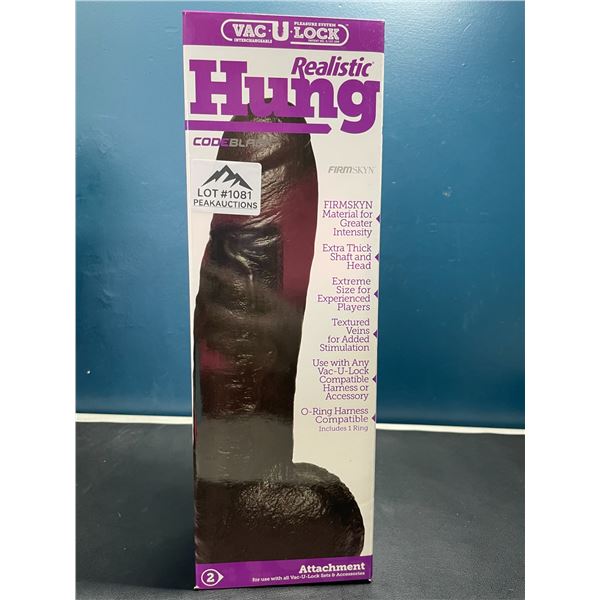 Lot of 1 Vac U Lock Realistic Hung Code Black Sex Toy