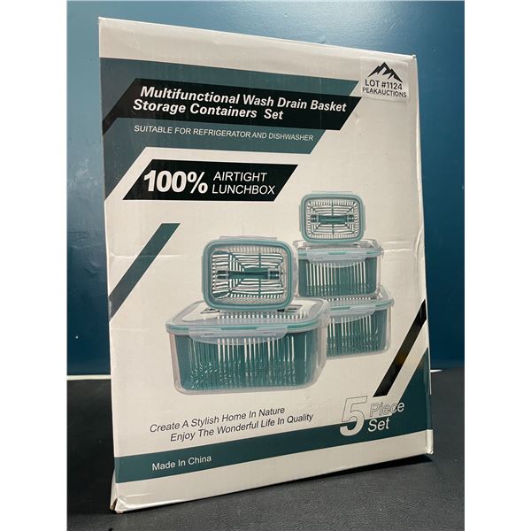 Lot of 1 Multifunctional Wash Drain Basket/Storage Containers Set - 5PC Set