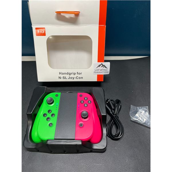 Lot of 1 Set of Joycons for Nintendo Switch with Handgrip - Green/Pink
