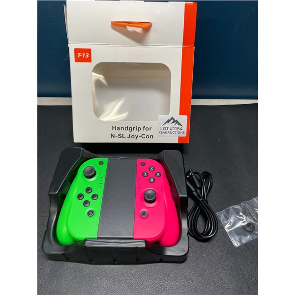 Lot of 1 Set of Joycons for Nintendo Switch with Handgrip - Green/Pink