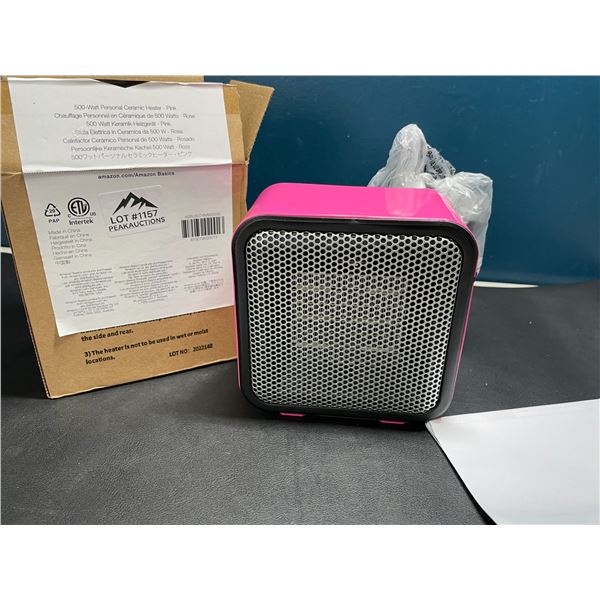 Lot of 1 Personal Ceramic Heater - Pink - 500W
