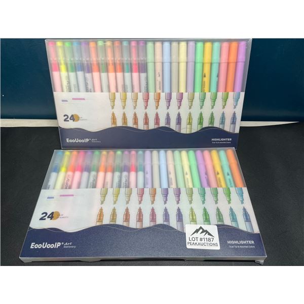 Lot of 2 Multi-Packs of Highlighters - 24 Colours per pack!