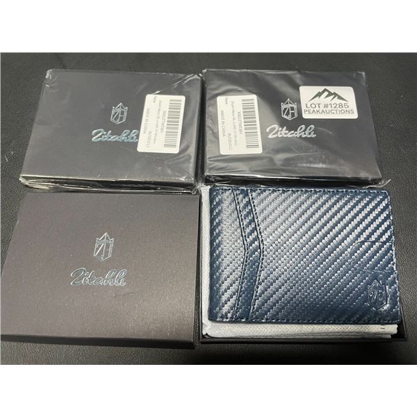 Lot of 3 Zitahli Mens Slim Leather Wallets w/ Money Clips & RFID Blocking