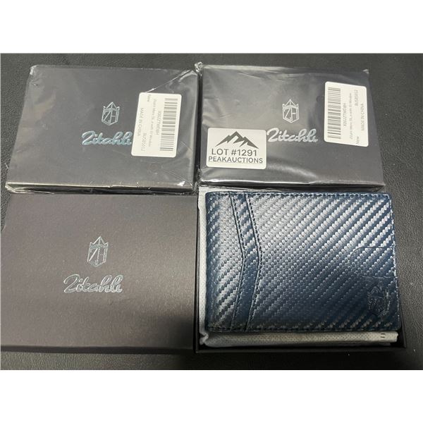 Lot of 3 Zitahli Mens Slim Leather Wallets w/ Money Clips & RFID Blocking