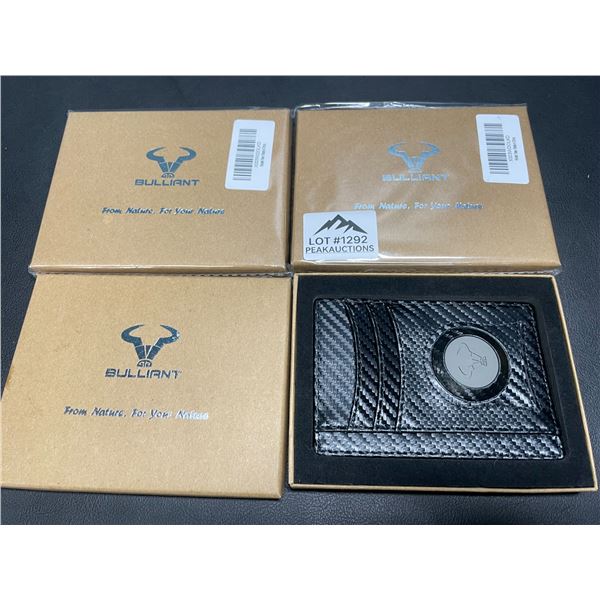 Lot of 3 Bulliant Slim Carbon Fiber Mens Wallets w/ Airtag Pocket