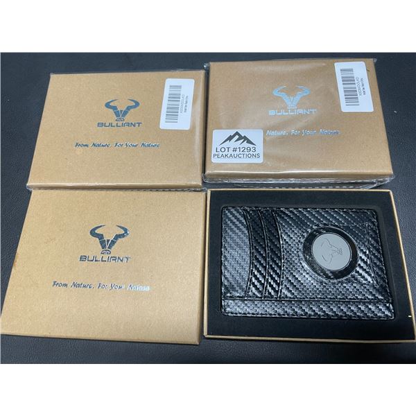 Lot of 3 Bulliant Slim Carbon Fiber Mens Wallets w/ Airtag Pocket