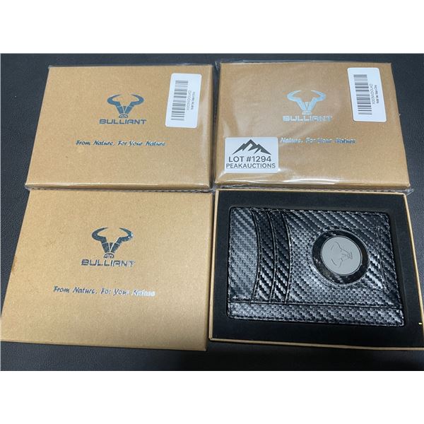 Lot of 3 Bulliant Slim Carbon Fiber Mens Wallets w/ Airtag Pocket