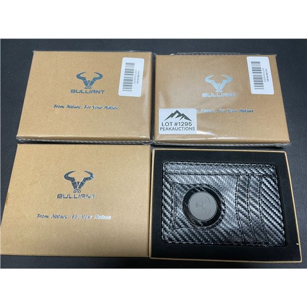 Lot of 3 Bulliant Slim Carbon Fiber Mens Wallets w/ Airtag Pocket