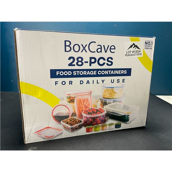 Lot of 1 BoxCave 28PC Plastic Food Storage/Food Container Set w/ Hinge Lock System