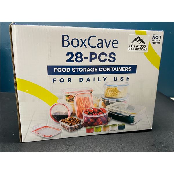 Lot of 1 BoxCave 28PC Plastic Food Storage/Food Container Set w/ Hinge Lock System