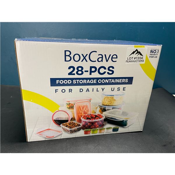 Lot of 1 BoxCave 28PC Plastic Food Storage/Food Container Set w/ Hinge Lock System