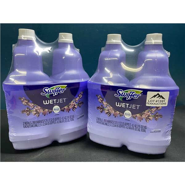 Lot of 2 Double-Packs of Swiffer WetJet w/ Febreeze Scent Mop Refills - 4 Jugs Total