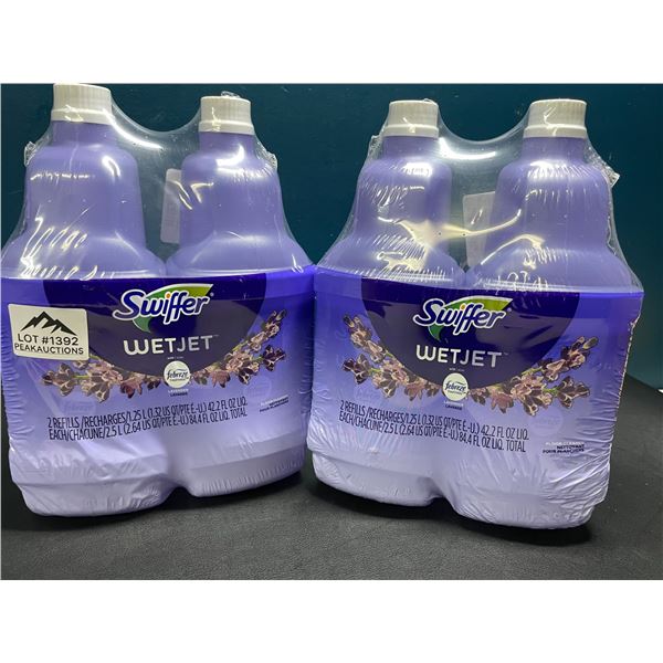 Lot of 2 Double-Packs of Swiffer WetJet w/ Febreeze Scent Mop Refills - 4 Jugs Total