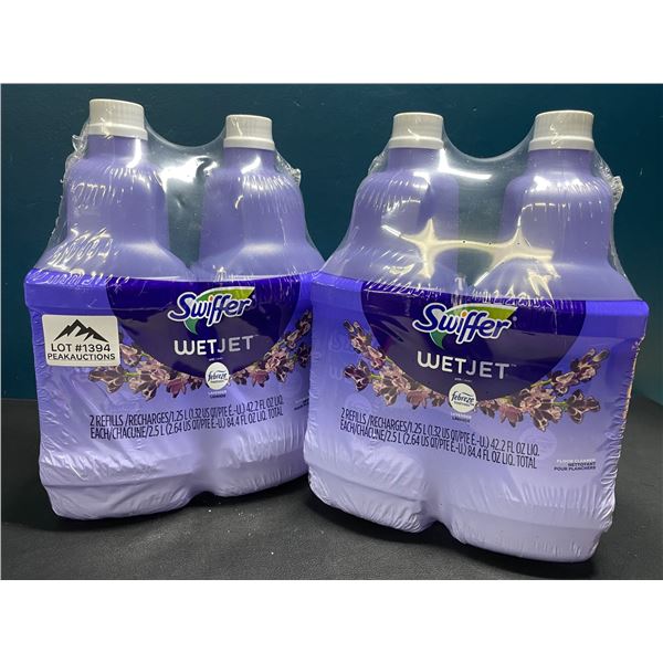 Lot of 2 Double-Packs of Swiffer WetJet w/ Febreeze Scent Mop Refills - 4 Jugs Total
