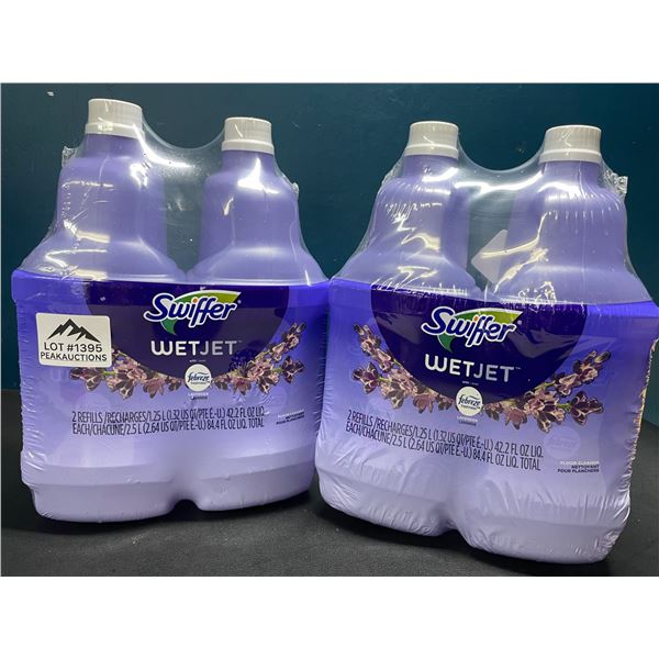 Lot of 2 Double-Packs of Swiffer WetJet w/ Febreeze Scent Mop Refills - 4 Jugs Total