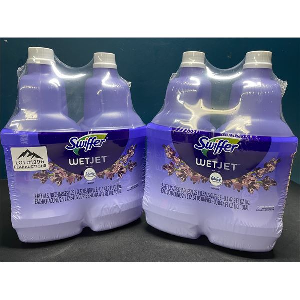 Lot of 2 Double-Packs of Swiffer WetJet w/ Febreeze Scent Mop Refills - 4 Jugs Total