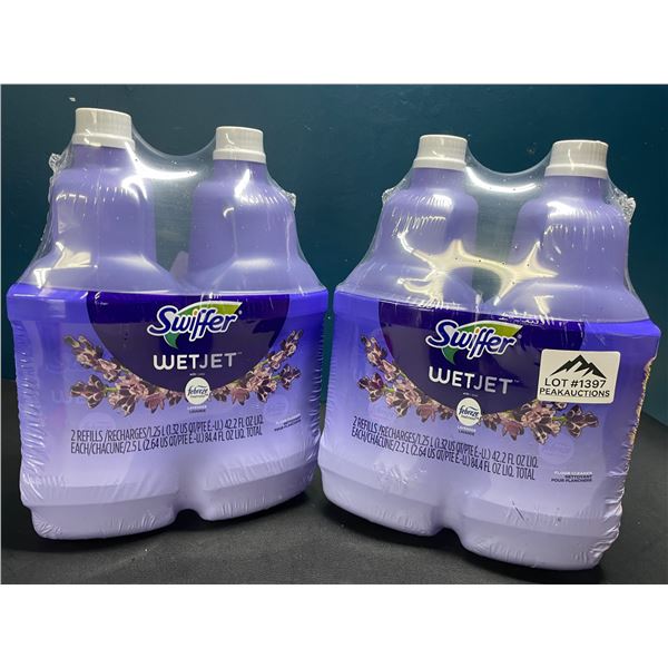 Lot of 2 Double-Packs of Swiffer WetJet w/ Febreeze Scent Mop Refills - 4 Jugs Total