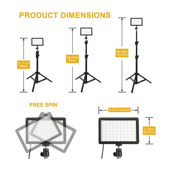 Lot of 1 Box of Obeamiu 3PCS 70LED Photography Video Lights with Filters