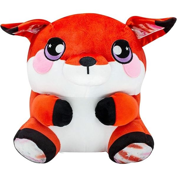 Lot of 2 Squeezamals Plumps - Super Soft Squishy 12-inch Plushies - Eva The Fox