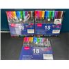 Image 1 : Lot of 3 Multi-Packs of Vitoler Fineliner Pens - 18 Colors Per Pack
