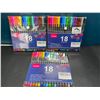 Image 1 : Lot of 3 Multi-Packs of Vitoler Fineliner Pens - 18 Colors Per Pack