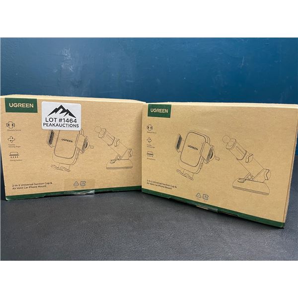 Lot of 2 Ugreen 2-in-1 Universal Suction Cup & Air Vent Car Phone Mounts