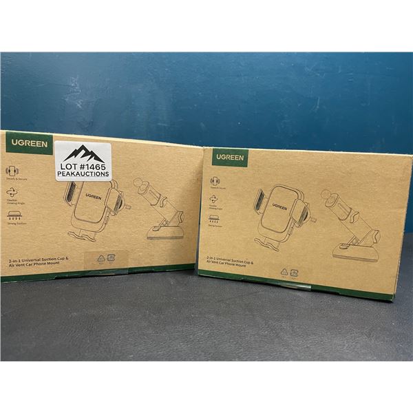 Lot of 2 Ugreen 2-in-1 Universal Suction Cup & Air Vent Car Phone Mounts