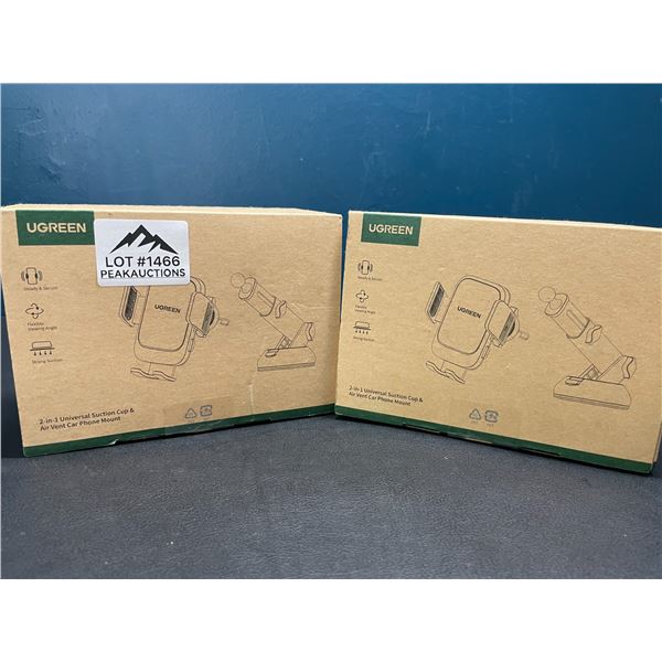 Lot of 2 Ugreen 2-in-1 Universal Suction Cup & Air Vent Car Phone Mounts